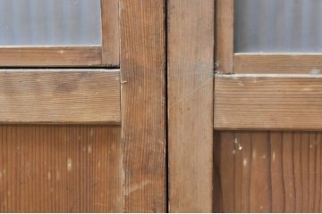 アンティーク建具　大正ロマン　和の風情を感じられる裏ガラス入り格子戸2枚セット(引き戸、ガラス戸、ガラス帯戸)(R-069273)