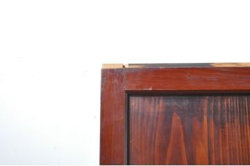 アンティーク建具　上手物!!落ちついた和の空間を演出する漆塗りの幅狭ガラス帯戸4枚セット(引き戸、ガラス戸)(R-069274)
