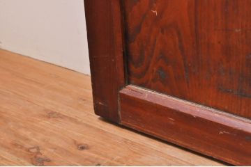 アンティーク建具　上手物!!落ちついた和の空間を演出する漆塗りの幅狭ガラス帯戸4枚セット(引き戸、ガラス戸)(R-069274)