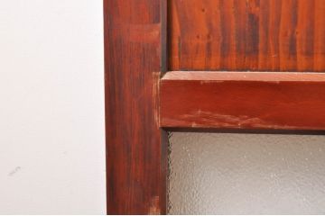 アンティーク建具　上手物!!落ちついた和の空間を演出する漆塗りの幅狭ガラス帯戸4枚セット(引き戸、ガラス戸)(R-069274)