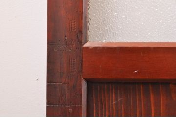 アンティーク建具　上手物!!落ちついた和の空間を演出する漆塗りの幅狭ガラス帯戸4枚セット(引き戸、ガラス戸)(R-069274)