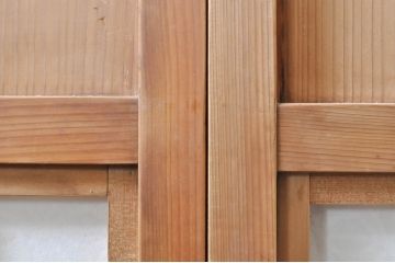 アンティーク建具　明るい木味の温もり溢れる障子帯戸4枚セット(引き戸、障子戸)(R-069275)