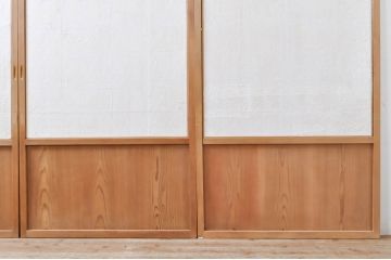 アンティーク建具　明るい木味の温もり溢れる障子帯戸4枚セット(引き戸、障子戸)(R-069275)
