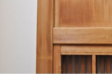 アンティーク建具　裏障子入り　落ち着いた和の雰囲気を演出する格子帯戸4枚セット(引き戸、格子戸、障子戸)(R-069276)