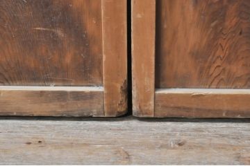 アンティーク建具　裏障子入り　落ち着いた和の雰囲気を演出する格子帯戸4枚セット(引き戸、格子戸、障子戸)(R-069276)