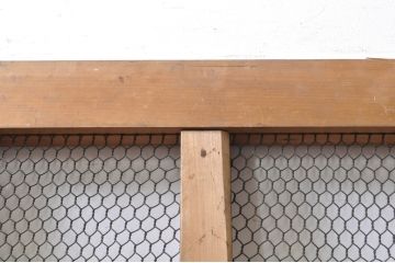アンティーク建具　ヒノキ材　和モダンな雰囲気を醸し出す升目(マス目)格子蔵戸1枚(きつね格子、狐格子、引き戸、玄関戸)(R-069277)