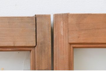 アンティーク建具　レトロな雰囲気が魅力の小さなガラス窓2枚セット(引き戸、ガラス戸)(R-069282)