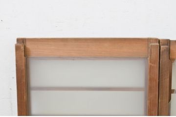 アンティーク建具　レトロな雰囲気が魅力の小さなガラス窓2枚セット(引き戸、ガラス戸)(R-069282)