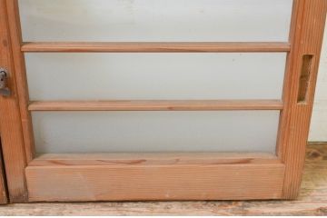 アンティーク建具　レトロな雰囲気が魅力の小さなガラス窓2枚セット(引き戸、ガラス戸)(R-069283)