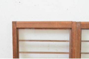 アンティーク建具　レトロな雰囲気が魅力の小さなガラス窓2枚セット(引き戸、ガラス戸)(R-069283)