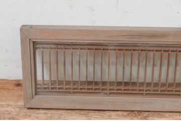 アンティーク建具　和モダンな空間作りにおすすめな片面ガラスの筬(オサ)欄間1枚(明り取り、明かり取り、オサランマ)(R-069297)