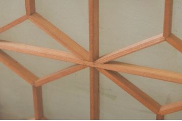 アンティーク建具　レトロな空間作りにおすすめな両面ガラスの組子欄間1枚(明り取り、明かり取り)(R-069299)