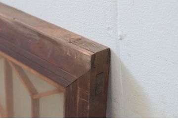 アンティーク建具　レトロな空間作りにおすすめな両面ガラスの組子欄間1枚(明り取り、明かり取り)(R-069299)