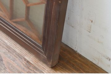 アンティーク建具　レトロな空間作りにおすすめな両面ガラスの組子欄間1枚(明り取り、明かり取り)(R-069299)