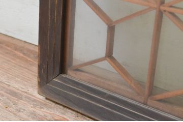 アンティーク建具　レトロな空間作りにおすすめな両面ガラスの組子欄間1枚(明り取り、明かり取り)(R-069299)