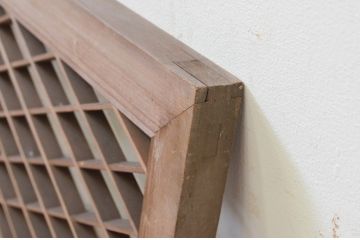 アンティーク建具　どこか懐かしい雰囲気漂う片面ガラスの組子欄間1枚(明り取り、明かり取り)(R-069300)