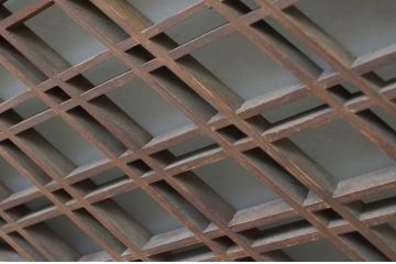 アンティーク建具　上品な和の雰囲気溢れる片面ガラスの組子欄間1枚(明り取り、明かり取り)(R-069301)