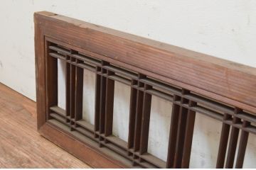 アンティーク建具　和モダンテイストのお部屋作りにおすすめな組子欄間1枚(明り取り、明かり取り、格子、筬、オサランマ)(R-069302)