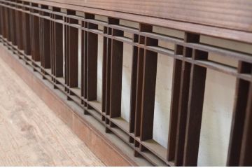 アンティーク建具　和モダンテイストのお部屋作りにおすすめな組子欄間1枚(明り取り、明かり取り、格子、筬、オサランマ)(R-069302)