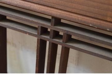 アンティーク建具　和モダンテイストのお部屋作りにおすすめな組子欄間1枚(明り取り、明かり取り、格子、筬、オサランマ)(R-069302)