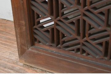 アンティーク建具　凝ったデザインの組子が目を惹く組子欄間1枚(明り取り、明かり取り)(R-069304)