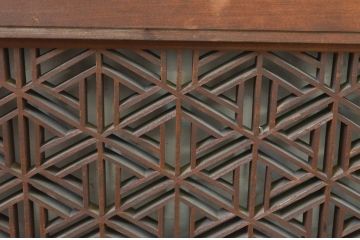 アンティーク建具　凝ったデザインの組子が目を惹く組子欄間1枚(明り取り、明かり取り)(R-069304)