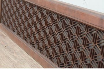 アンティーク建具　凝ったデザインの組子が目を惹く組子欄間1枚(明り取り、明かり取り)(R-069304)