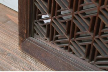 アンティーク建具　凝ったデザインの組子が目を惹く組子欄間1枚(明り取り、明かり取り)(R-069304)