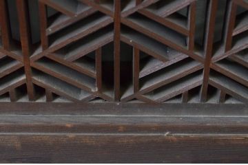 アンティーク建具　凝ったデザインの組子が目を惹く組子欄間1枚(明り取り、明かり取り)(R-069304)