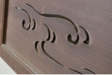アンティーク建具　かわいらしい千鳥が目を惹く透かし彫り欄間2枚セット(明り取り、明かり取り)(R-069313)
