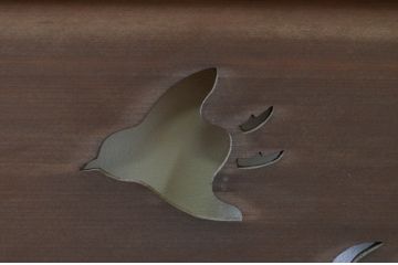 アンティーク建具　かわいらしい千鳥が目を惹く透かし彫り欄間2枚セット(明り取り、明かり取り)(R-069313)