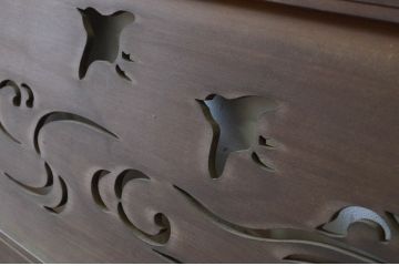 アンティーク建具　かわいらしい千鳥が目を惹く透かし彫り欄間2枚セット(明り取り、明かり取り)(R-069313)