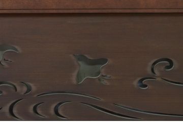 アンティーク建具　かわいらしい千鳥が目を惹く透かし彫り欄間2枚セット(明り取り、明かり取り)(R-069313)