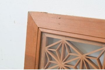 アンティーク建具　上質な和の空間を演出する両面ガラスの組子欄間2枚セット(明り取り、明かり取り、ランマ)(R-069314)