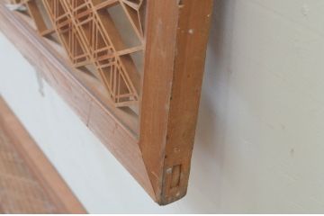 アンティーク建具　上質な和の空間を演出する両面ガラスの組子欄間2枚セット(明り取り、明かり取り、ランマ)(R-069314)