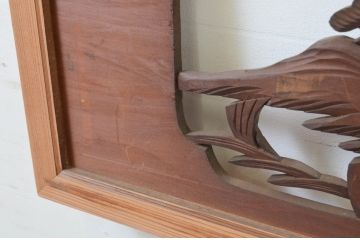 アンティーク建具　上質な和を演出する雄大な富士と松の彫刻欄間2枚セット(明り取り、明かり取り)(R-069316)