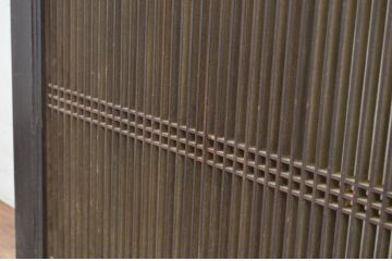 アンティーク建具　整然と並ぶ縦桟が美しい筬(オサ)欄間1枚(明り取り、明かり取り、オサランマ)(R-069323)