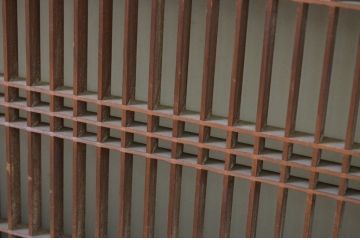 アンティーク建具　和の雰囲気を高める片面ガラスの筬(オサ)欄間1枚(明り取り、明かり取り、オサランマ)(R-069338)