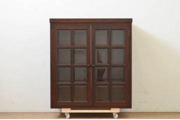 中古　松本民芸家具　脚(台輪)付きリメイク　和モダンな空間づくりにおすすめのサイドボード(収納棚、食器棚、サイドキャビネット)(R-069340)