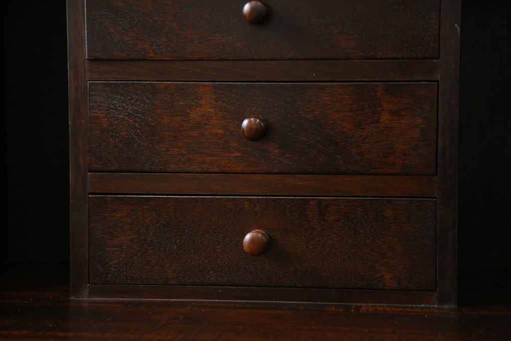 和製ビンテージ　松本民芸家具　♯308型　古びた風合いの木肌がレトロさを醸し出すシックなライティングビューロー　定価約45万円　(R-069345)