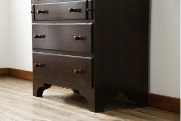 和製ビンテージ　松本民芸家具　♯308型　古びた風合いの木肌がレトロさを醸し出すシックなライティングビューロー　定価約45万円　(R-069345)