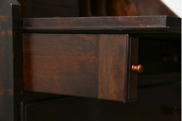 和製ビンテージ　松本民芸家具　♯308型　古びた風合いの木肌がレトロさを醸し出すシックなライティングビューロー　定価約45万円　(R-069345)