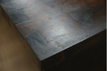 和製ビンテージ　松本民芸家具　♯308型　古びた風合いの木肌がレトロさを醸し出すシックなライティングビューロー　定価約45万円　(R-069345)