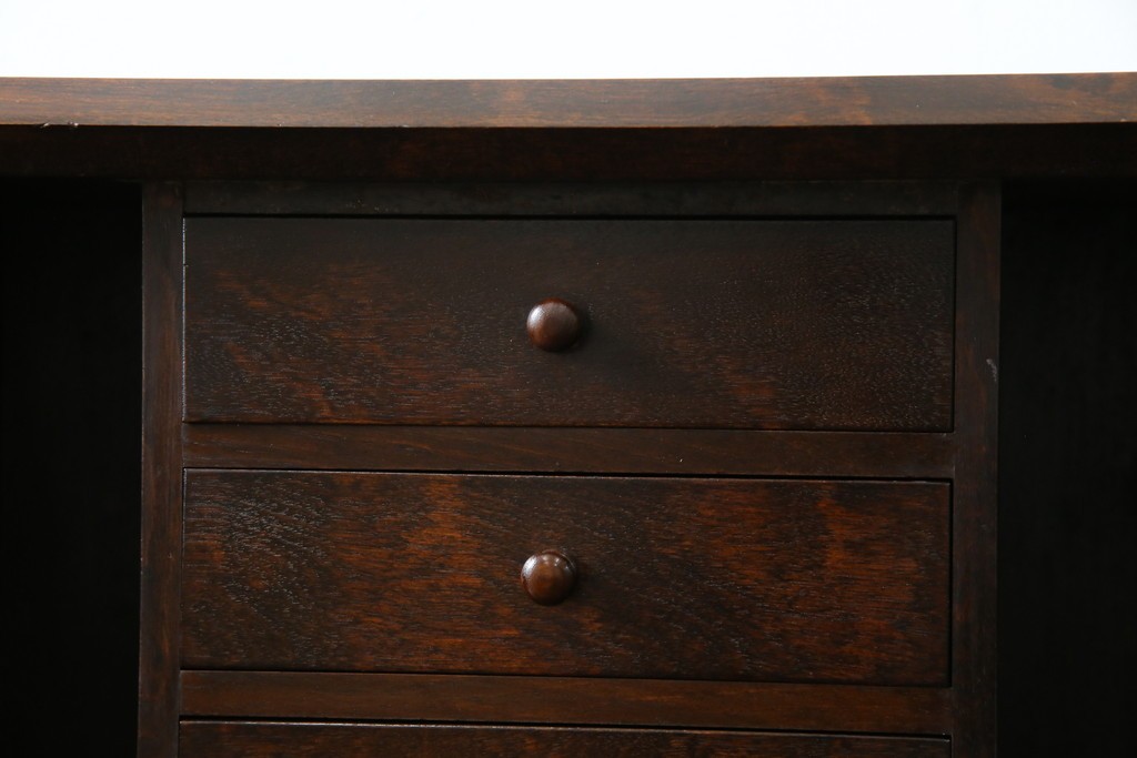 和製ビンテージ　松本民芸家具　♯308型　古びた風合いの木肌がレトロさを醸し出すシックなライティングビューロー　定価約45万円　(R-069345)