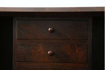 和製ビンテージ　松本民芸家具　♯308型　古びた風合いの木肌がレトロさを醸し出すシックなライティングビューロー　定価約45万円　(R-069345)