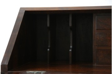 和製ビンテージ　松本民芸家具　♯308型　古びた風合いの木肌がレトロさを醸し出すシックなライティングビューロー　定価約45万円　(R-069345)