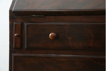 和製ビンテージ　松本民芸家具　♯308型　古びた風合いの木肌がレトロさを醸し出すシックなライティングビューロー　定価約45万円　(R-069345)