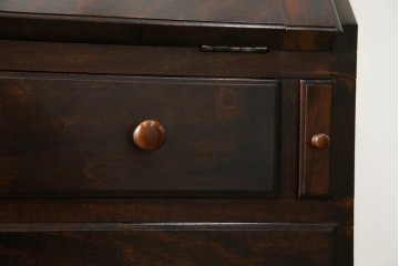 和製ビンテージ　松本民芸家具　♯308型　古びた風合いの木肌がレトロさを醸し出すシックなライティングビューロー　定価約45万円　(R-069345)