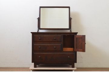 中古　北海道民芸家具　収納力抜群で使い勝手の良いドレッサー(化粧台、ドレッシングチェスト)(R-069346)