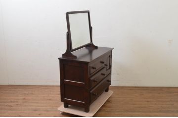 中古　北海道民芸家具　収納力抜群で使い勝手の良いドレッサー(化粧台、ドレッシングチェスト)(R-069346)
